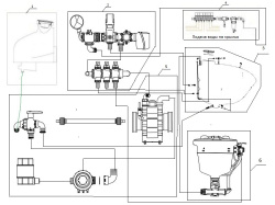 Гидравлическая система шасси (вода) 00_400LT ОПШ 00.3000 (схема гидравличесих соединений)